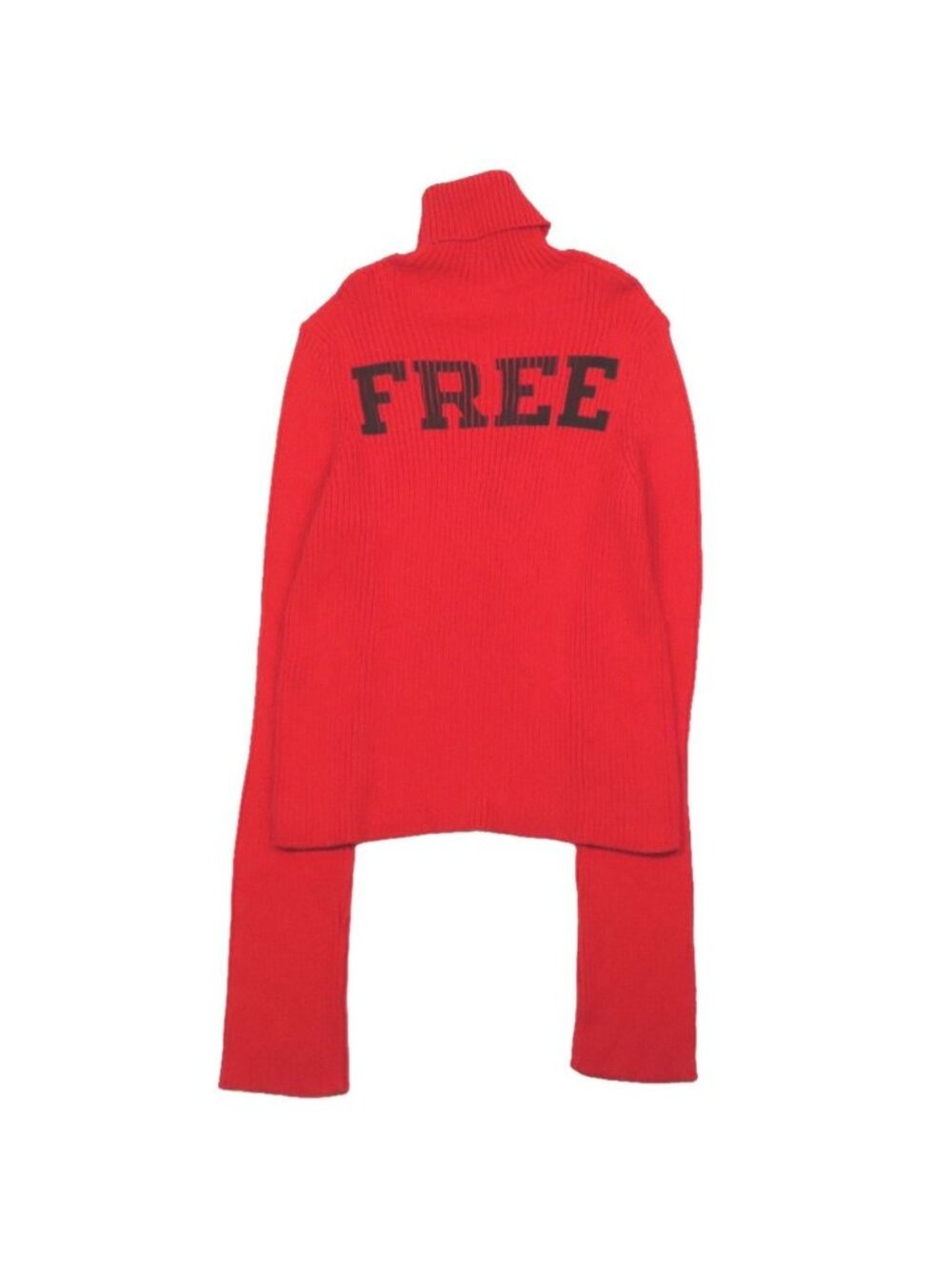 Balenciaga Rib Knit Sweater Turtleneck Long Sleeve Top Cotton Red M